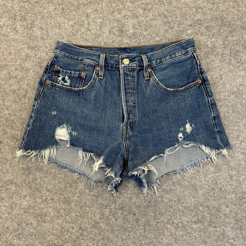 Levi's Distressed Blue Denim Jean Shorts
